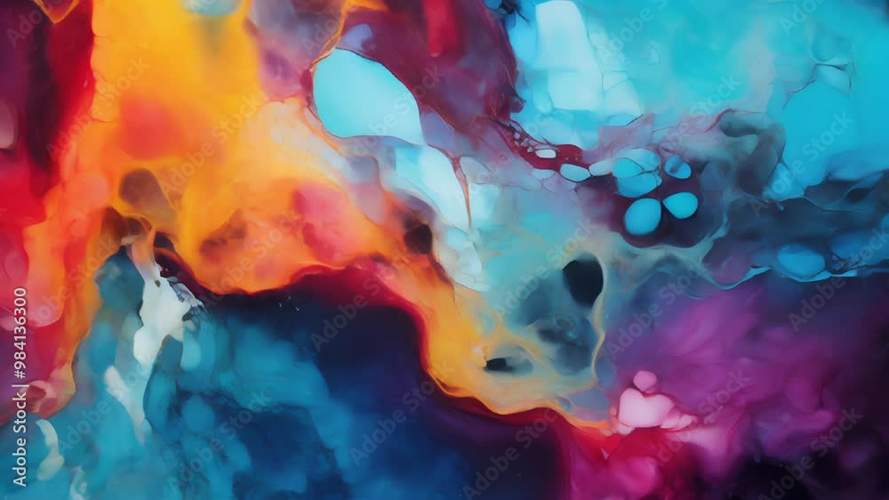 Abstract fluid art painting flowing. Colorful background made with alcohol ink technique in motion.