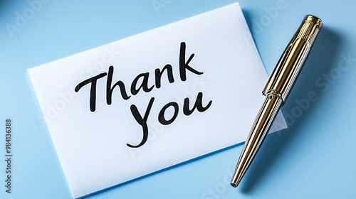 Elegant Thank You Note with Pen Text Design