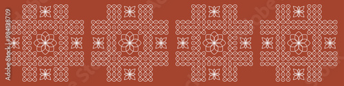 Indian Traditional and Cultural pulli or sikku Kolam modern vector, set of editable home decor patterns photo