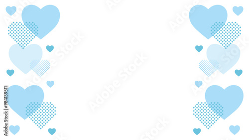 ハート　フレーム　左右　水色　シンプル　可愛い