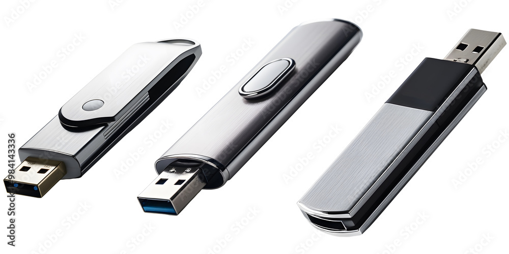 Pen drive set isolated on white and transparent background Pen drive set isolated on white and transparent background