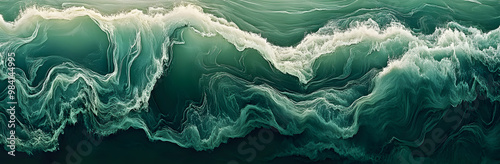 Wave background illustration with dark green and olive drab colors. photo