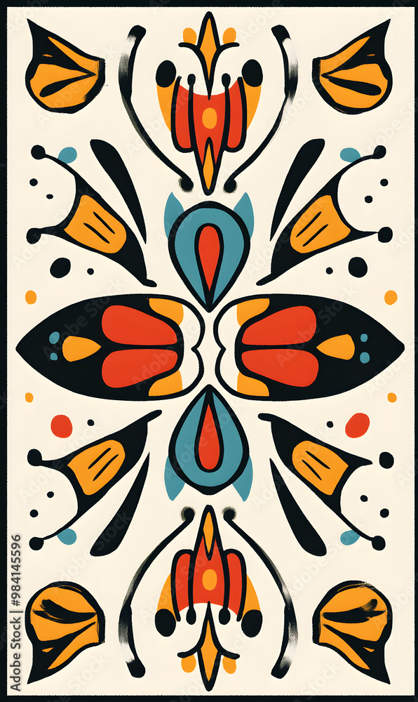 Fototapeta premium carpet or tile pattern 2D illustrator doodle wallpaper