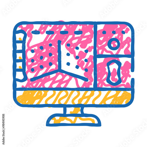 3d modeling doodle icon sketch vector. 3d modeling sign. isolated symbol illustration