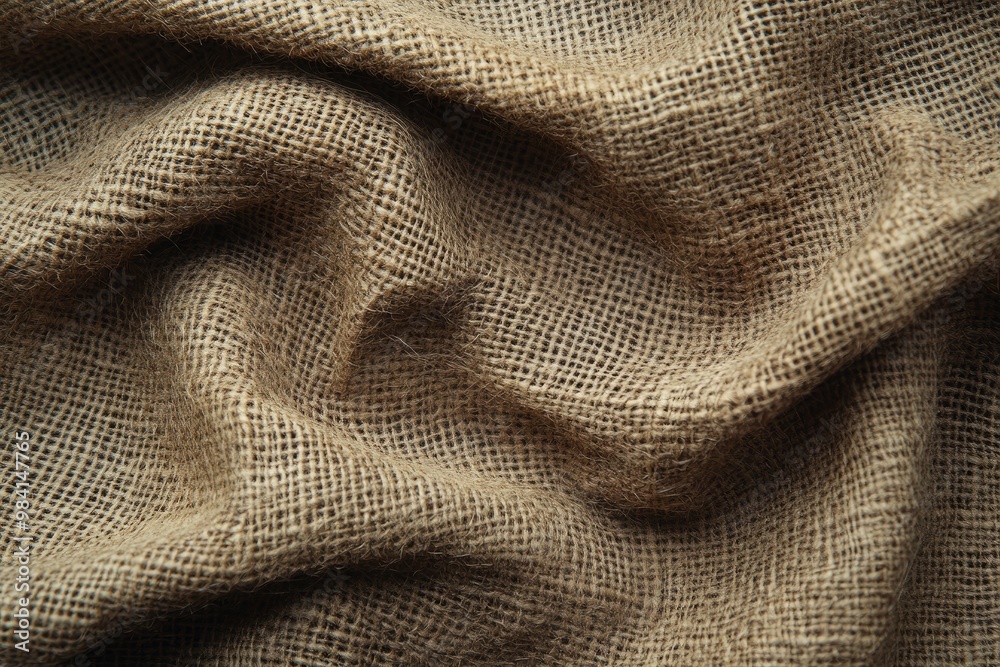 Coarse burlap fabric texture with visible fibers and a rustic feel Coarse burlap fabric texture with visible fibers and a rustic feel