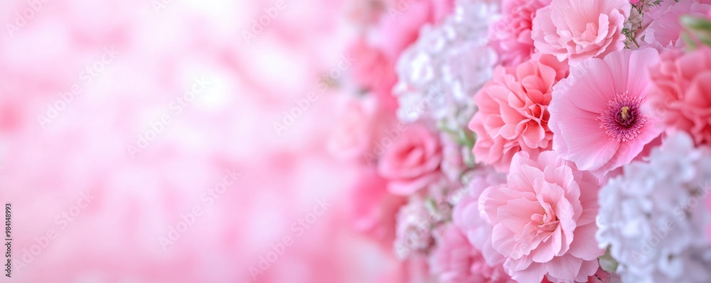 Gorgeous flowers placed in an elegant wall arrangement. Gorgeous flowers placed in an elegant wall arrangement.
