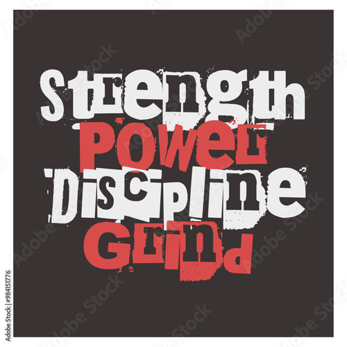 strength power grind gym motivation fitness grunge typography design template