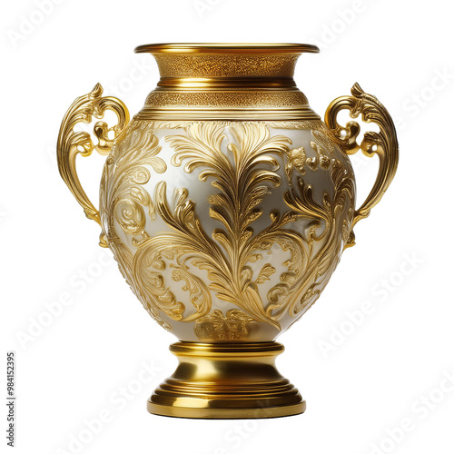  antique gold vase with transparent background photo