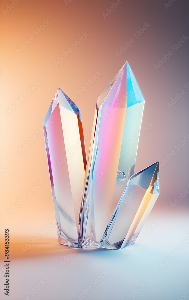 Prism breaking into a spectrum of colors, vibrant energy, 3D illustration