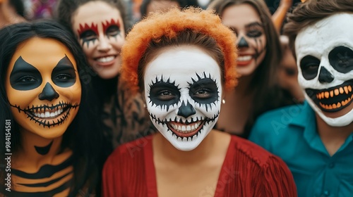 Friends in Creative Halloween Face Paint Costumes
 photo