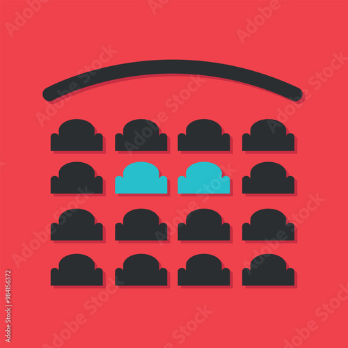 Cinema movie theater reservation icon. Cinema seats booking online. Vector illustration