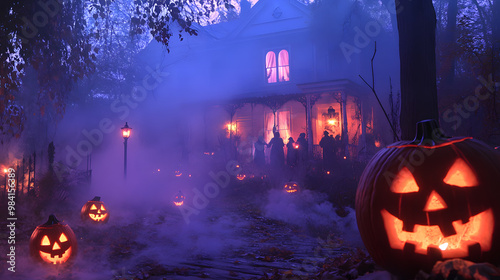 Haunted House Party with Glowing Jack-o'-Lanterns