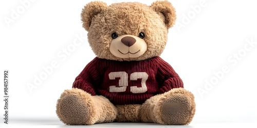 a teddy bear wearing a jersey

