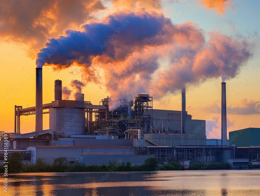 Industrial pollution control systems with green technology reducing environmental impact in factories