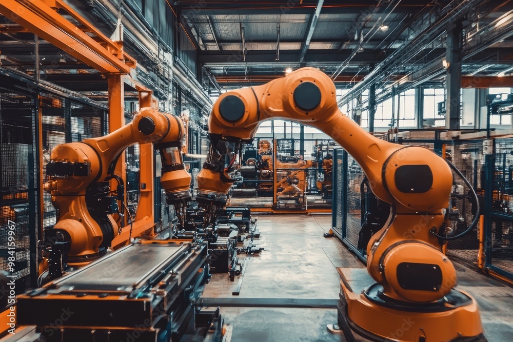Robotics handling heavy-duty industrial tasks, improving efficiency and precision in production Robotics handling heavy-duty industrial tasks, improving efficiency and precision in production
