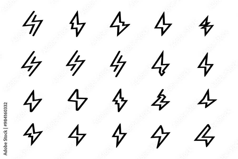 Black Lightning Bolt Icon Set – Dynamic and Minimalist Energy Symbols for Branding, Web, and Graphic Design. Black Lightning Bolt Icon Set – Dynamic and Minimalist Energy Symbols for Branding, Web, and Graphic Design.