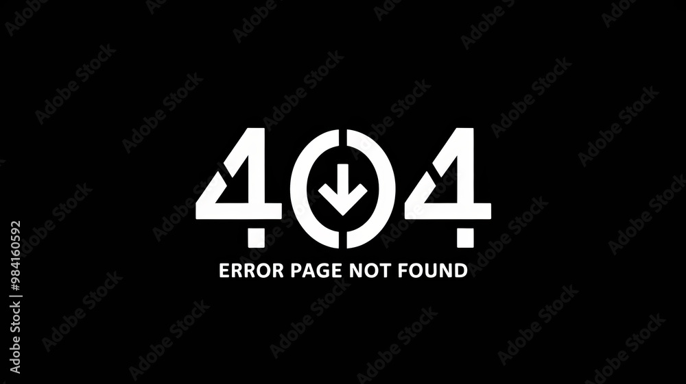 White 404 error page not found sign on black background.. White 404 error page not found sign on black background..
