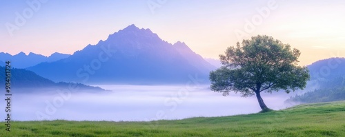 Sunrise over autumnal mountains.