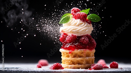 Linzer torte ice cream with raspberry jam swirl from Linz Austria