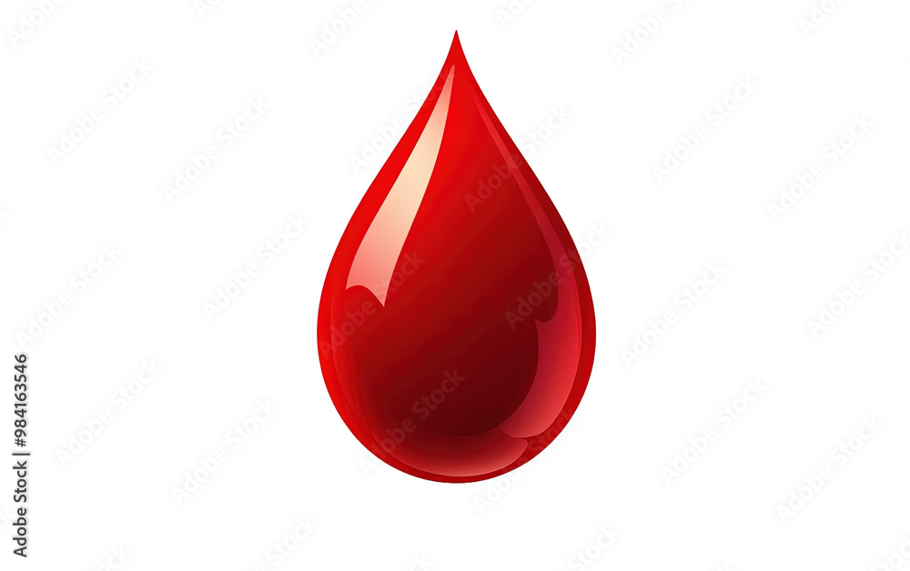 Single glossy red drop isolated on white or transparent background Single glossy red drop isolated on white or transparent background