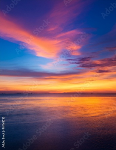 海辺の夕焼け グラデーション 壁紙