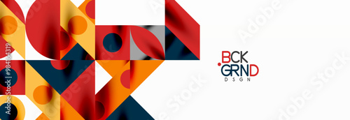 Trendy colorful circles, lines, arrows, triangles and other geometric shapes. Vector Illustration For Wallpaper, Banner, Background, Card, Book Illustration, landing page