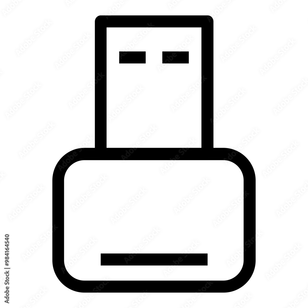 USB dongle icon in outline style. Simple adapter symbol vector illustration — pixel-perfect icon. USB dongle icon in outline style. Simple adapter symbol vector illustration — pixel-perfect icon.