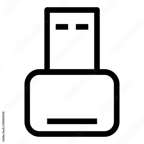 USB dongle icon in outline style. Simple adapter symbol vector illustration — pixel-perfect icon.