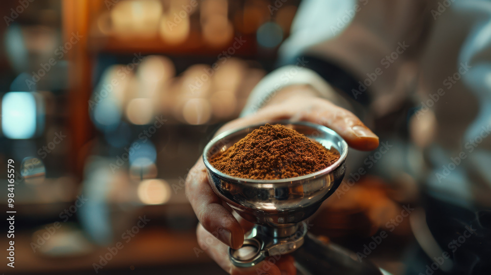 The Barista with Ground Coffee The Barista with Ground Coffee