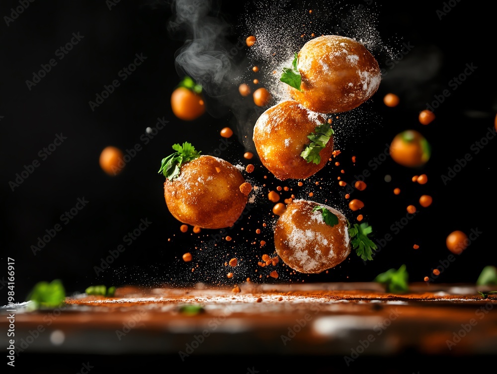 Naklejka premium Sfenj Moroccan doughnut ice cream fritters from Morocco