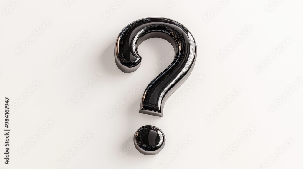 Floating question mark, rendered in three-dimensional space, isolated on a white background, symbolizing inquiry, curiosity, and uncertainty Floating question mark, rendered in three-dimensional space, isolated on a white background, symbolizing inquiry, curiosity, and uncertainty