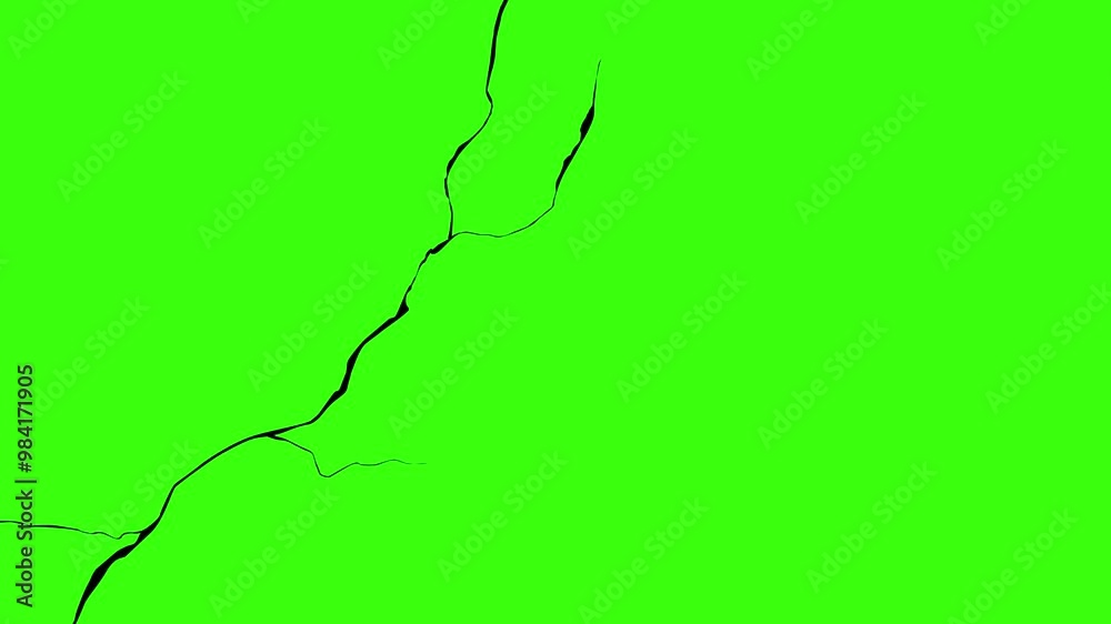 Green Screen cracks of wall, road cracks, floor cracks animation. cracks from different angles. Easy removed green screen. High resolution. 4k quality.