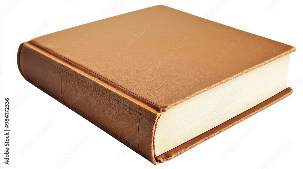 Close up a blank brown book cover isolated white background Close up a blank brown book cover isolated white background