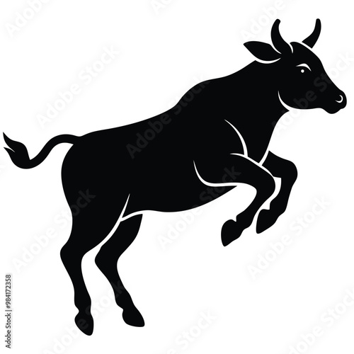 A Cow is jumping vector silhouette