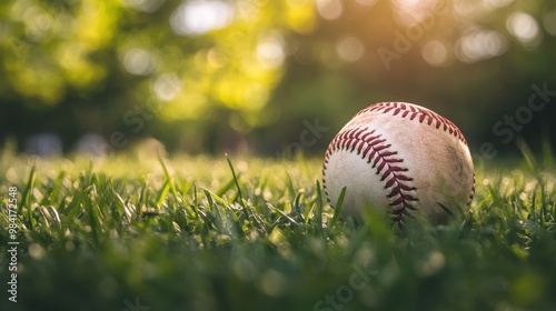 Wallpaper Mural Close up baseball ball sport on grass with blur background Torontodigital.ca