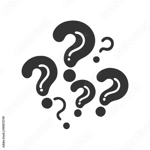 Cluster of Multiple Question Marks in Black Icon Style