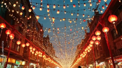 Diwali Festival in India, Busy Street at Night
