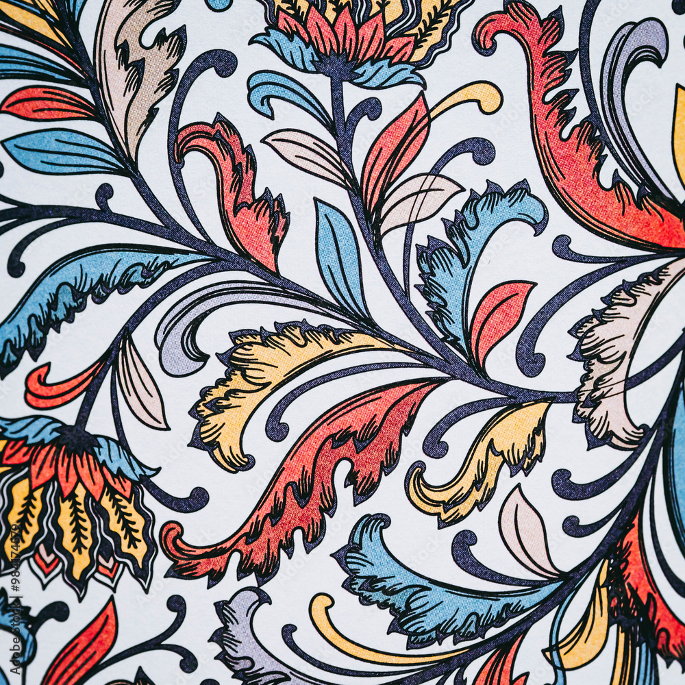Arrière plan coloré avec motif graphique floral mandala coloriage