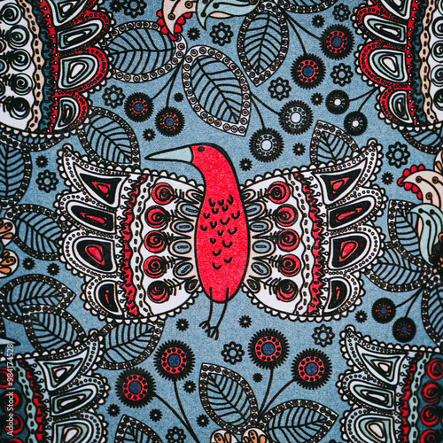 Obraz na płótnie Arrière plan coloré avec motif graphique floral mandala coloriage w salonie