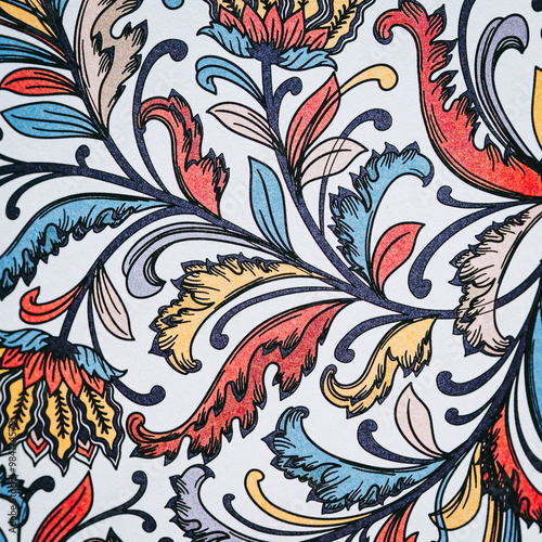 Obraz na płótnie Arrière plan coloré avec motif graphique floral mandala coloriage w salonie
