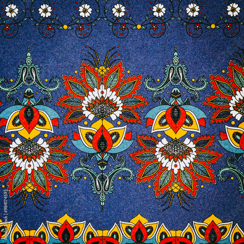 Obraz na płótnie Arrière plan coloré avec motif graphique floral mandala coloriage w salonie