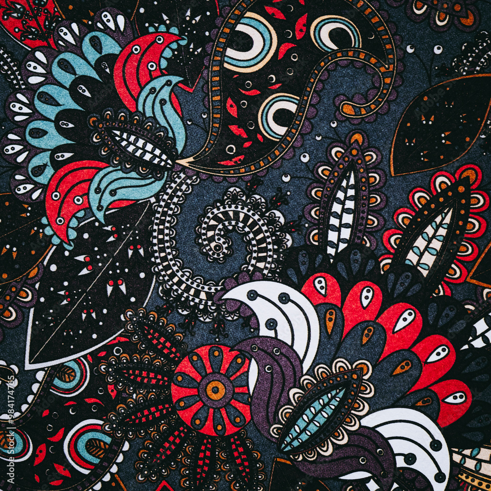 Arrière plan coloré avec motif graphique floral mandala coloriage