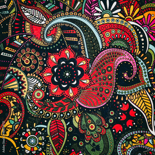 Obraz na płótnie Arrière plan coloré avec motif graphique floral mandala coloriage w salonie