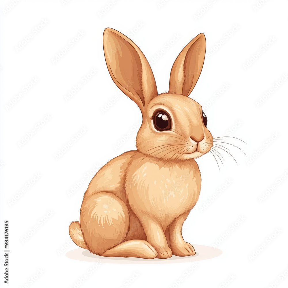 Fototapeta premium Cute rabbit animal sitting isolated on white background