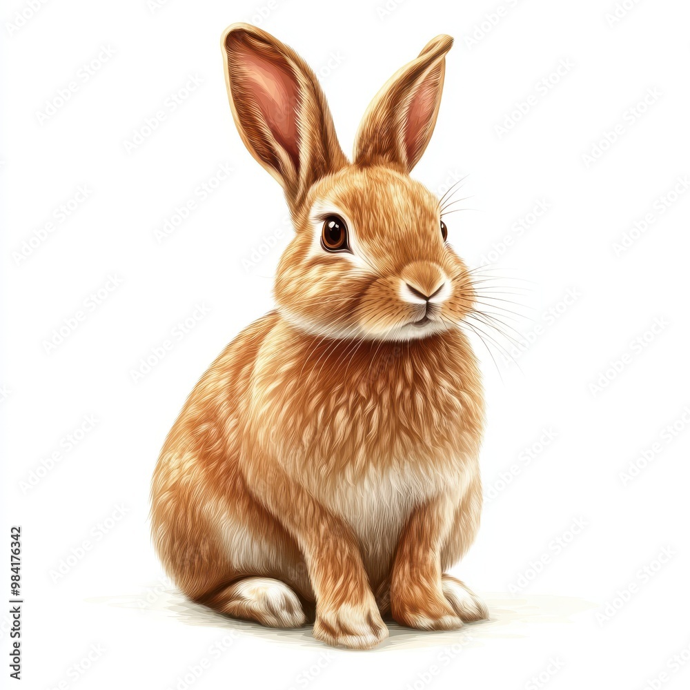 Fototapeta premium Cute rabbit animal sitting isolated on white background