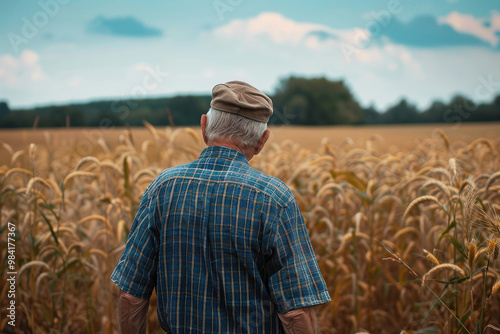 Harvest time season people gathering grain fruit vegetables farm plants field, Generative AI