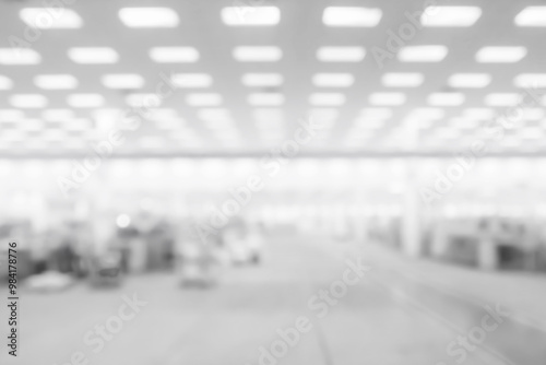 Abstract blurred factory and warehouse room background for industry..