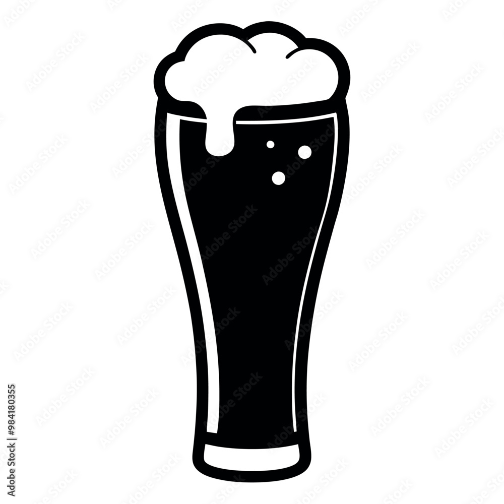 Minimalist vector illustration of a tall beer glass filled with frothy beer Minimalist vector illustration of a tall beer glass filled with frothy beer