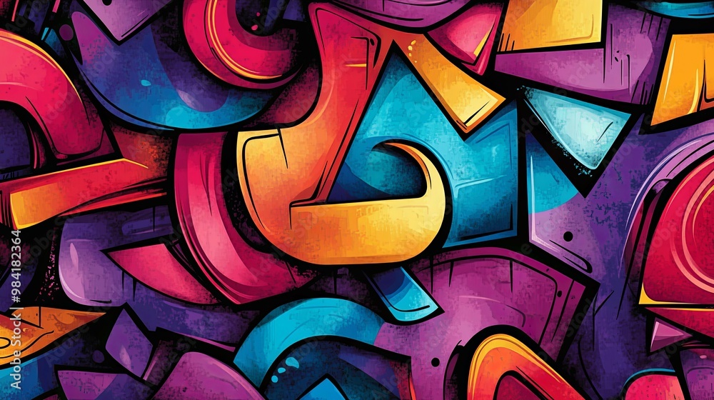 Abstract Graffiti Art with Vibrant Colors and Geometric Shapes Abstract Graffiti Art with Vibrant Colors and Geometric Shapes