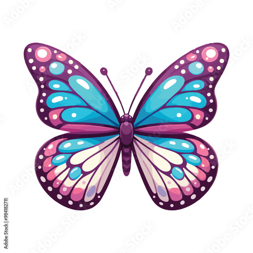A cute butterfly vector sticker design on white background